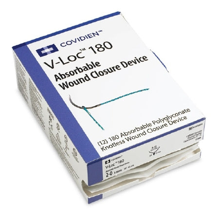 Covidien V-Loc 180 Wound Closure Device Suture with Needle Absorbable Uncoated Clear Suture Barbed Monofilament Polyglyconate Size 3-0 12 Inch Suture 1-Needle 24 mm Length 3/8 Circle Reverse Cutting Needle - VLOCL0114