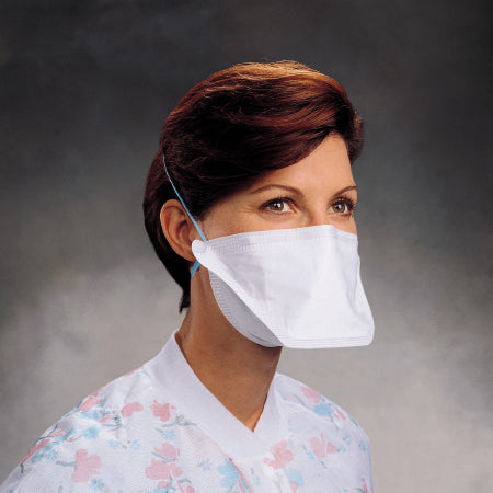 O&M Halyard Inc Particulate Respirator / Surgical Mask N95 Flat Fold Elastic Strap One Size Fits Most White - 62126