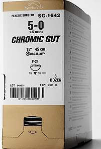 Covidien Suture with Needle Absorbable Uncoated Undyed Suture Chromic Gut Size 4-0 18 Inch Suture Double-Armed 8 mm Length 1/2 Circle Spatula Needle - G1798K