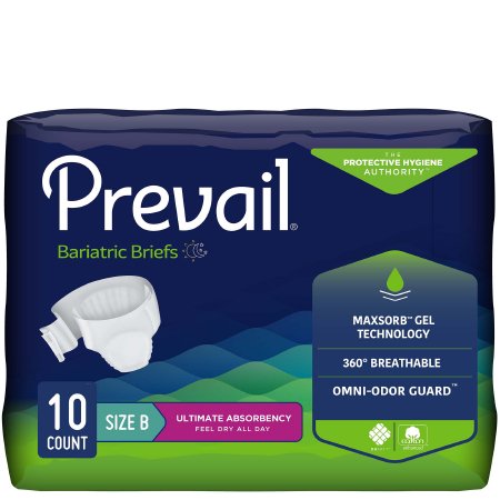 Prevail Bariatric - Unisex Adult Incontinence Brief Size B Disposable Heavy Absorbency - PV-094
