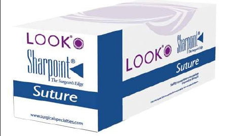 Surgical Specialties - Suture with Needle Nonabsorbable Uncoated Black Suture Monofilament Nylon Size 10 - 0 12 Inch Suture Double-Armed 4.88 mm Length Bi-Curve Side Cutting Lancet Needle - A2525N