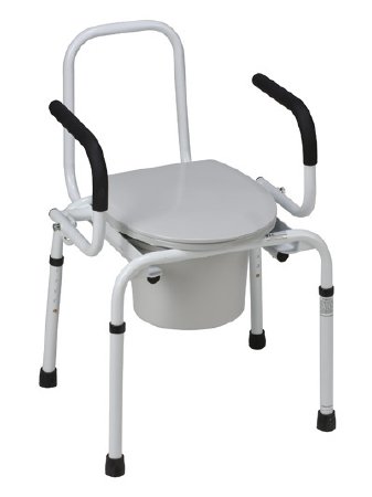 Mabis Healthcare Mabis Commode Chair Drop Arm Steel Frame Back Bar 19 to 23 Inch Height - 520-1213-1900