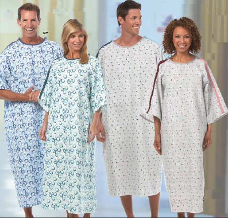 Fashion Seal Uniforms Patient Exam Gown Up to 3X-Large Adult Blue Optix Print - 727 NS