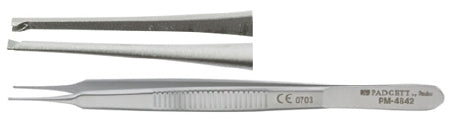 Padgett - Tissue Forceps Graul 4 Inch Length Surgical Grade Stainless Steel NonSterile NonLocking Thumb Handle Straight 0.5 mm Tips with 1 X 2 Teeth - PM-4842