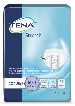 SCA Personal Care TENA Stretch Ultra Adult Incontinent Brief Tab Closure Medium Disposable Heavy Absorbency - 67802
