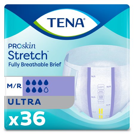 TENA ProSkin Stretch Ultra - Unisex Adult Incontinence Brief Medium Disposable Heavy Absorbency - 67802