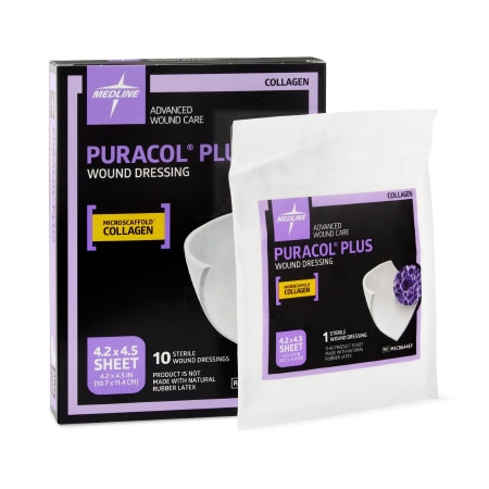 Puracol Plus - Collagen Dressing Without Border Collagen 4-1/4 X 4-1/2 Inch 10 Count - Medline - MSC8644EP