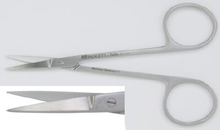 Miltex Padgett Iris Scissors 4-1/2 Inch Length Surgical Grade Stainless Steel NonSterile Finger Ring Handle Straight Blade Blunt/Blunt - PM-4247