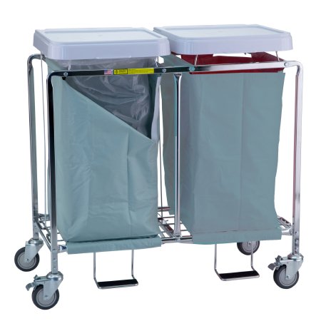 R & B Wire Products - Double Hamper with Bags 4 Casters 30 to 35 gal. - 674G