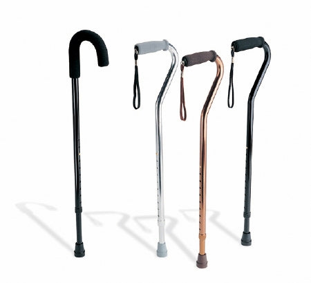 Medline - Round Handle Cane Aluminum 29 to 38 Inch Height Black - MDS86420