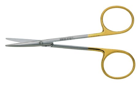 BR Surgical - Strabismus Scissors Baby Metzenbaum 4-1/4 Inch Length Surgical Grade Stainless Steel NonSterile Finger Ring Handle Curved Blunt Tip / Blunt Tip - BR08-37111