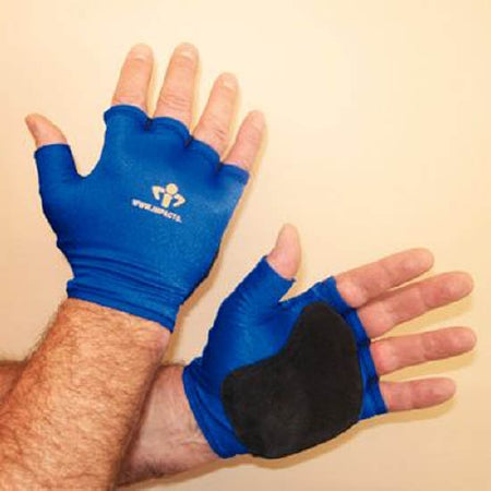 Patterson Medical Supply IMPACTO Impact Glove Fingerless Medium Blue Hand Specific Pair - 565609