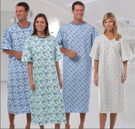 Fashion Seal Uniforms Patient Exam Gown Up to 3X-Large Adult Blue Optix Print - 727 NS