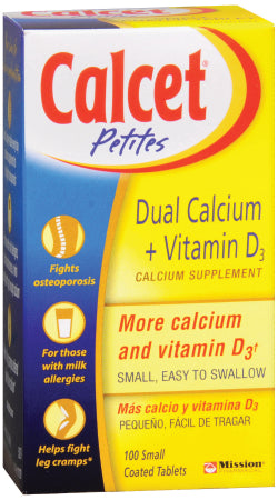 Mission Pharmaceutical Calcet Joint Health Supplement Calcuim Citrate / Vitamin D 750 IU - 600 mg Strength Tablet 100 per Bottle - 178025101