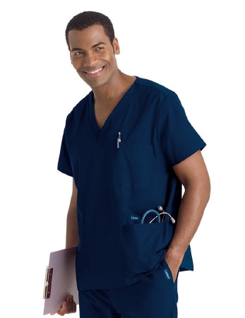 Landau Uniforms - Scrub Shirt X-Large Ceil Blue 5 Pockets Short Sleeve Male - 7489BCPXLG