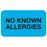 Tabbies Allergy Labels, "No Known Allergies" Light Blue - 1-1/2"W x 7/8"H, 250 per Roll - MAP1510