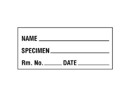 Shamrock Scientific Pre-Printed / Write On Label Laboratory Use NAME _____ / SPECIMEN _____ / Rm. No. _____ / DATE _____ White 1 X 2-1/4 Inch - SL-2-PRE