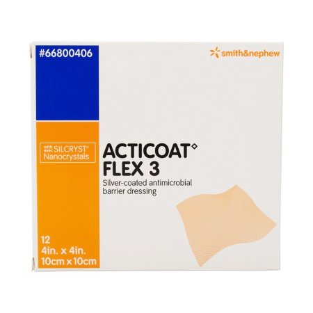 Acticoat Flex 3 - Silver Barrier Dressing 4 X 4 Inch Square Sterile - 66800406