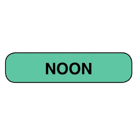 Apothecary Products - Pre-Printed Label Auxiliary Label Green Paper Noon Black Safety and Instructional 3/8 X 1-9/16 Inch - 39902