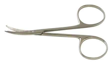 BR Surgical BR Surgical Stitch Scissors Shortbent 3-1/2 Inch Length Surgical Grade Stainless Steel NonSterile Finger Ring Handle Curved Blunt/Blunt - BR08-80315