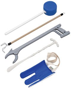 Mabis Healthcare - ADL Hip / Knee Equipment Kit Reacher - 24 Inch Length / Shoehorn - 19-1/2 Inch Length / Dressing Stick - 24 Inch Length / Handled Bath Sponge - 22-1/2 Inch Length - 641-8173-0000