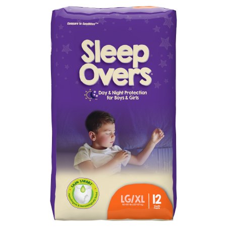 Cuties Sleep Overs - Unisex Youth Absorbent Underwear Pull On with Tear Away Seams Large / X-Large Disposable Heavy Absorbency - SLP05302