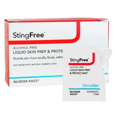 StingFree Alcohol-Free Liquid Skin Prep & Shield - Skin Barrier Wipe Hexamethyldisiloxane / Decamethylcyclopentasiloxane Individual Packet NonSterile - 00237