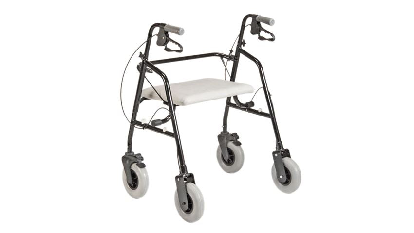 Alimed Bariatric 4 Wheel Rollator Black Adjustable Height Steel Frame 33 to 38 Inch - 711978