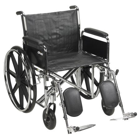 drive Sentra EC Heavy Duty - Bariatric Wheelchair Dual Axle Full Length Arm Elevating Legrest Black Upholstery 22 Inch Seat Width Adult 450 lbs. Weight Capacity - STD22ECDFA-ELR