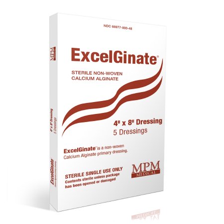 ExcelGinate - Calcium Alginate Dressing 4 X 8 Inch Rectangle Calcium Alginate Sterile - MP00801