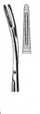 Miltex - Uterine Dressing Forceps Maier 10 Inch Length OR Grade German Stainless Steel NonSterile Ratchet Lock Finger Ring Handle Curved 5 X 30 mm, Serrated Jaws - 30-855