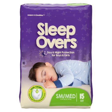 Cuties Sleep Overs - Unisex Youth Absorbent Underwear Pull On with Tear Away Seams Small / Medium Disposable Heavy Absorbency - SLP05301