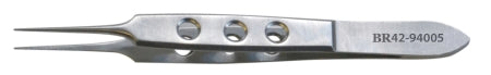 BR Surgical BR Surgical Iris Forceps Bishop-Harmon 3-1/2 Inch Surgical Grade Stainless Steel NonSterile NonLocking Fenestrated Thumb Handle Straight 0.5 mm Tips w/1 X 2 Teeth - BR42-94205