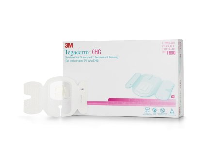 3M Tegaderm - I.V. Dressing with CHG CHG (Chlorhexidine Gluconate) / Film 2-3/4 X 3.375 Inch Sterile - 1660