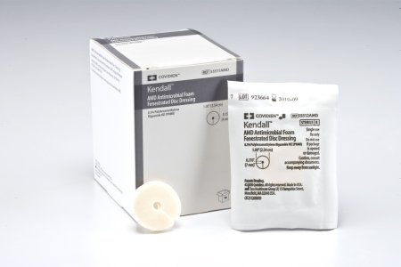 Cardinal Kendall AMD Antimicrobial Foam Dressing 1 Inch Diameter Fenestrated Round Non-Adhesive without Border Sterile - 55511AMD