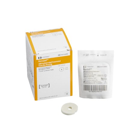 Kendall AMD - Antimicrobial Foam Dressing 1/4 X 1 Inch Fenestrated Round Non-Adhesive without Border Sterile - 55512AMD