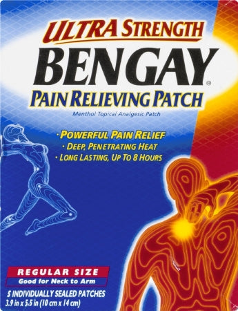 Johnson & Johnson Consumer Bengay Ultra Strength Topical Pain Relief 5% Strength Menthol Patch 5 per Box - 10074300081509