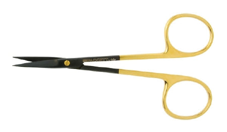 Miltex Padgett SuperCut Iris Scissors 4-1/2 Inch Length Surgical Grade Ceramic Coated Stainless Steel / Tungsten Carbide NonSterile Finger Ring Handle Straight Blade - PM-5SC304CTC