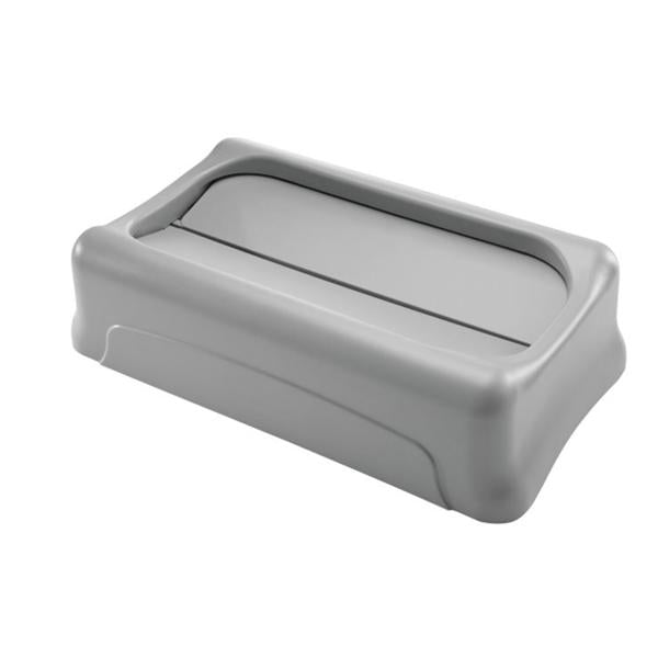 Rubbermaid Lid Can Slim Jim Resin Swing Lid Gray Rectangle 4/Case - FG267360GRAY