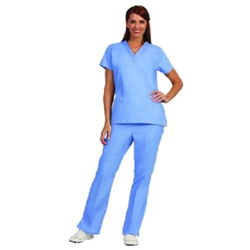 Fashion Seal Uniforms - Scrub Shirt 2X-Large Ceil Blue 2 Pockets Short Set-In Sleeve Female - 7140-2XL