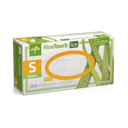Aloetouch Ice - Exam Glove Small NonSterile Nitrile Standard Cuff Length Textured Fingertips Green Chemo Tested - Medline - MDS195284