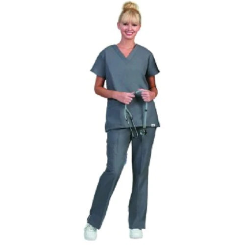 Fashion Seal Uniforms - Scrub Shirt 2X-Large Pewter 2 Pockets Short Set-In Sleeve Female - 7144-2XL