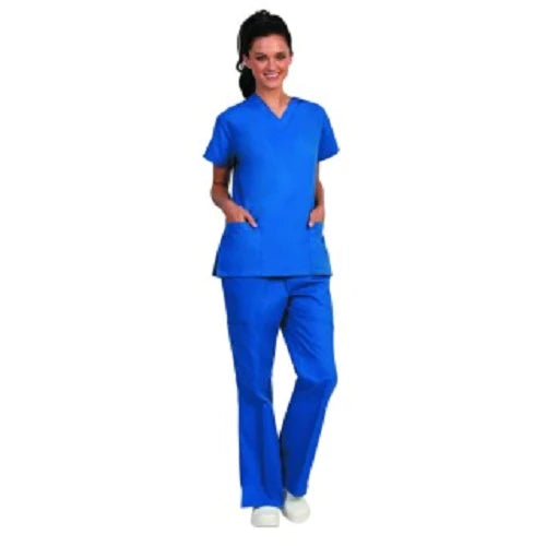 Fashion Seal Uniforms - Scrub Shirt Small Royal Blue 2 Pockets Short Set-In Sleeve Female - 7145-S