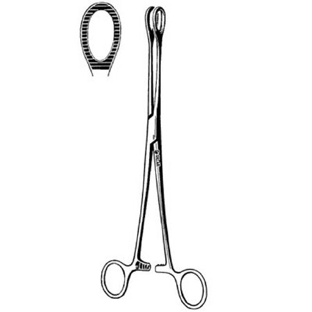 Sklar Sponge Forceps Foerster 9-1/2 Inch Surgical Grade Stainless Steel NonSterile Ratchet Lock Finger Ring Handle Straight Ring, Serrated Tip - 87-2395