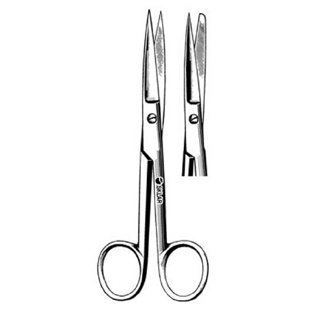 Sklar Econo Operating Scissors 4-1/2 Inch Length Floor Grade Stainless Steel Sterile Finger Ring Handle Straight Sharp/Blunt - 96-2597