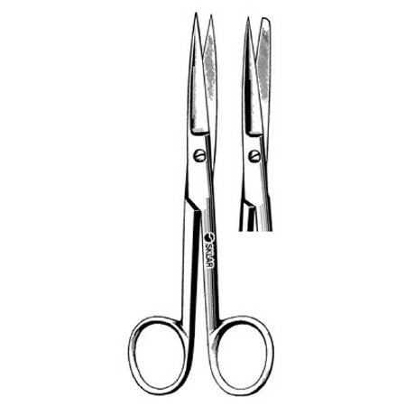 Econo - Operating Scissors 4-1/2 Inch Length Floor Grade Stainless Steel Sterile Finger Ring Handle Straight Sharp Tip / Blunt Tip - 96-2597