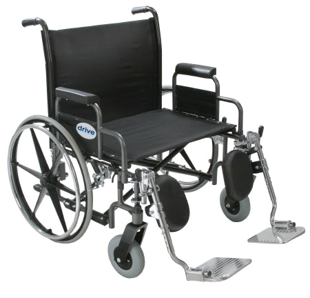Drive Medical Sentra Bariatric Wheelchair Heavy Duty Desk Length Arm Padded, Removable Arm Style Mag Wheel Black 24 Inch Seat Width 500 lbs. Weight Capacity - STD24DDA-SF