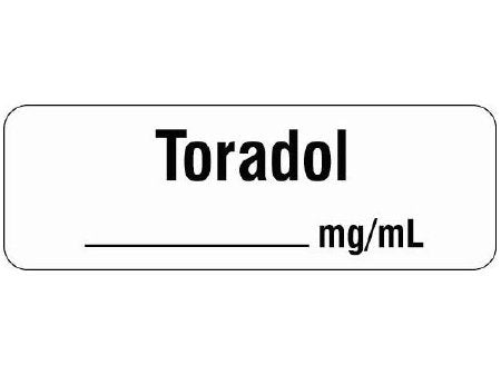 Shamrock Scientific Pre-Printed Label Anesthesia Label TORADOL / _____ mg / mL White 1/2 X 500 Inch - SA-3223