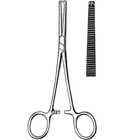 Surgi-OR - Forceps Rochester-Ochsner 5-1/2 Inch Length Finger Ring Handle Straight 1 X 2 Teeth - 95-500
