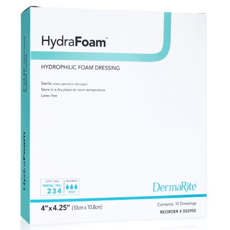 HydraFoam - Foam Dressing 4 X 4-1/4 Inch Rectangle Non-Adhesive without Border Sterile - 00295E